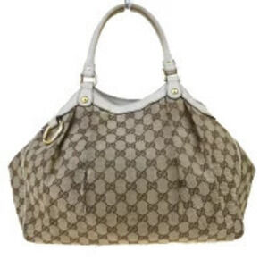 Gucci Handbag GG Brown Canvas Leather